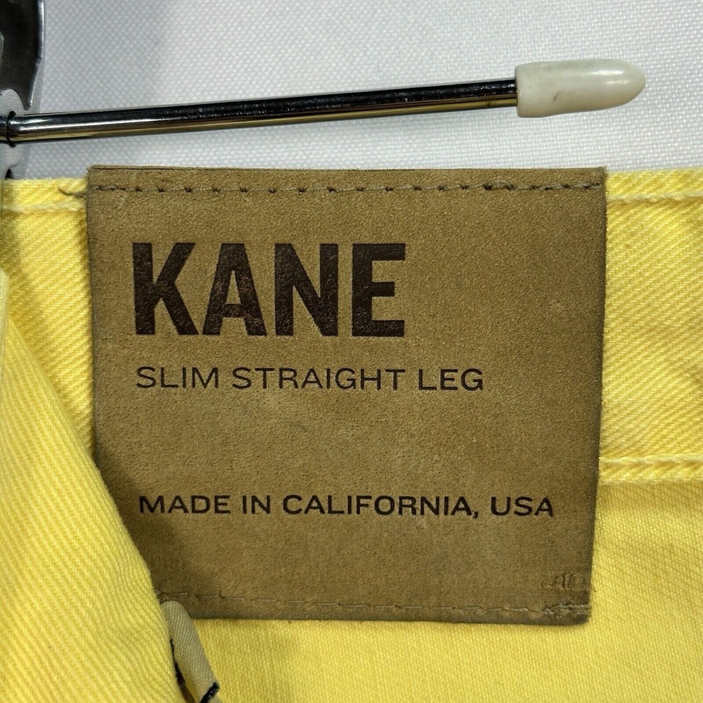 J Brand Kane Slim Fit Jeans Mens 29 x 33 Fade Lemon Yellow Denim Pants NEW $209 - Picture 11 of 14